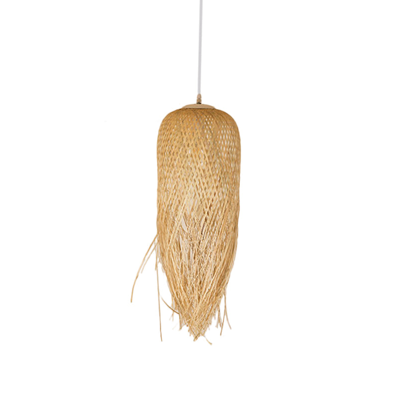 Rustic Fringe Pendant Light Rattan 6