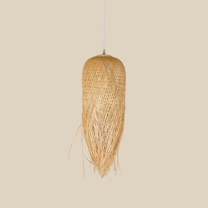 Rustic Fringe Pendant Light Rattan 6