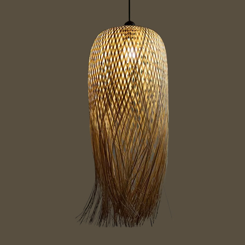 Rustic Fringe Pendant Light Rattan 6