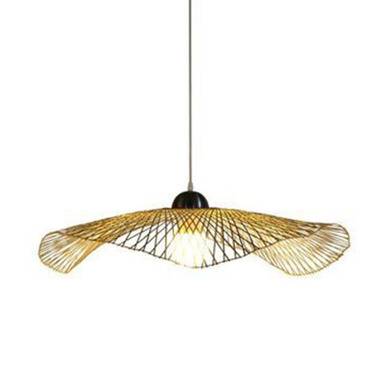 Asian Lotus Leaf Shape Pendant Lighting Bamboo 1 Bulb 14