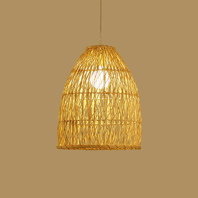 Asia Bell Shade Pendant Lighting Fixture Bamboo 16