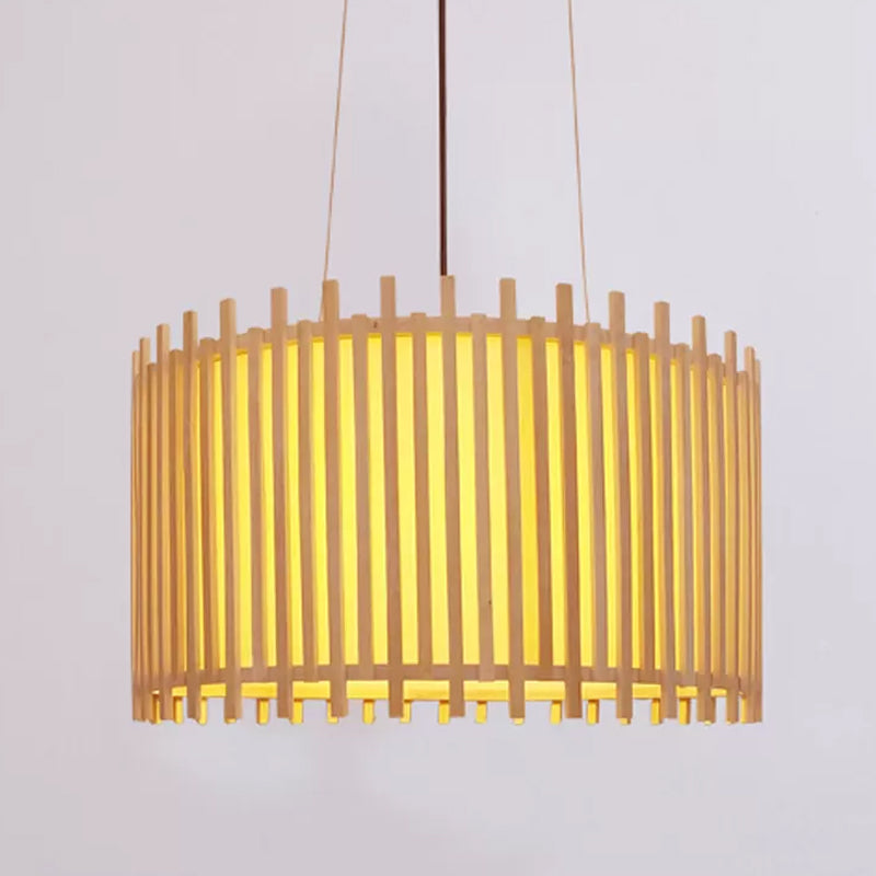 Bamboo Drum Suspension Light Contemporary 1 Bulb 17