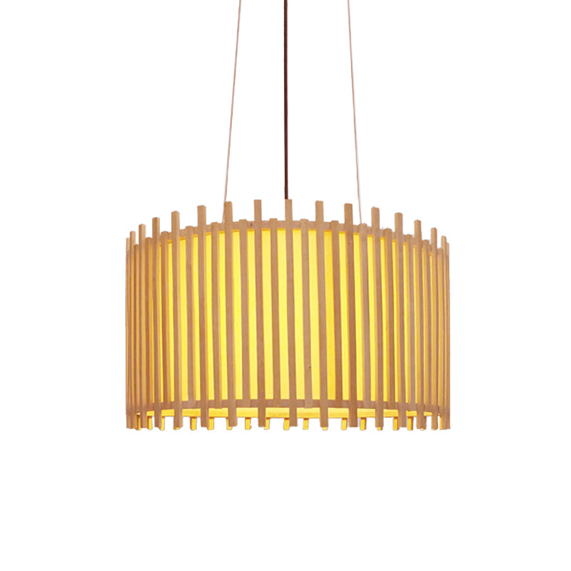 Bamboo Drum Suspension Light Contemporary 1 Bulb 17