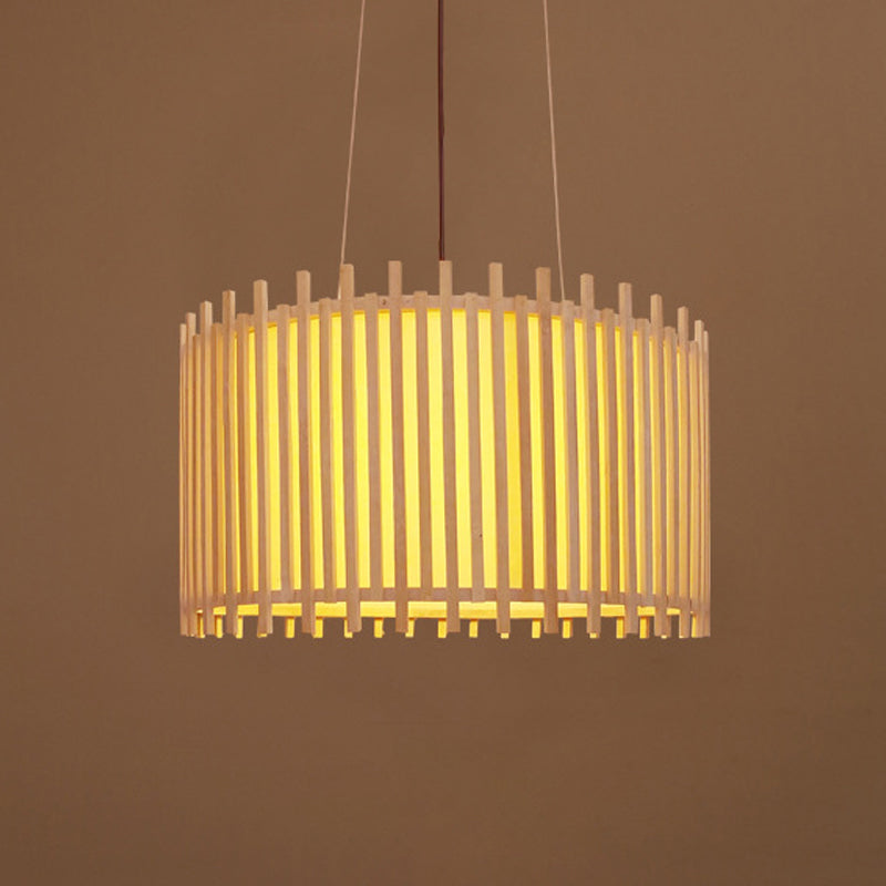 Bamboo Drum Suspension Light Contemporary 1 Bulb 17