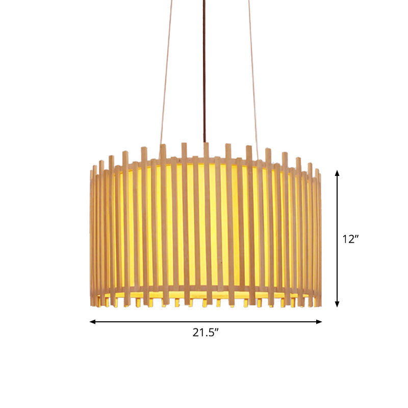 Bamboo Drum Suspension Light Contemporary 1 Bulb 17