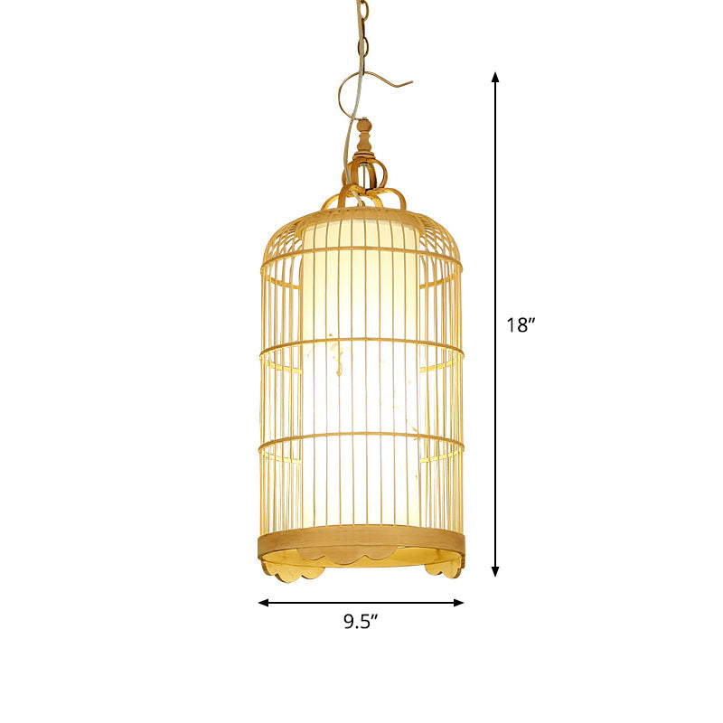 Birdcage Dining Room Ceiling Light Bamboo 9.5