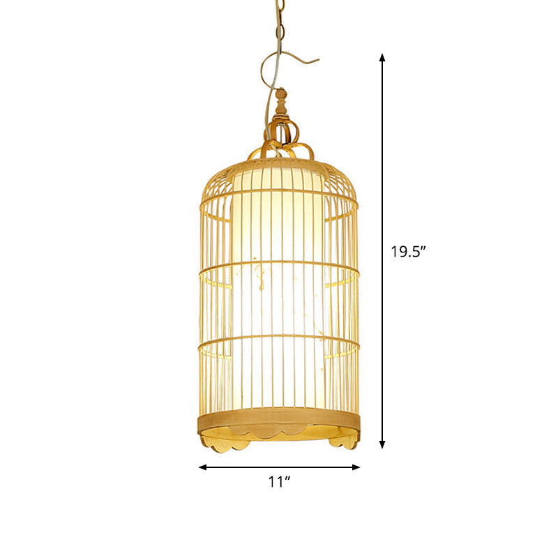 Birdcage Dining Room Ceiling Light Bamboo 9.5