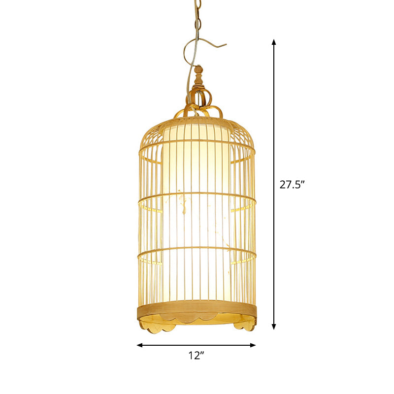 Birdcage Dining Room Ceiling Light Bamboo 9.5