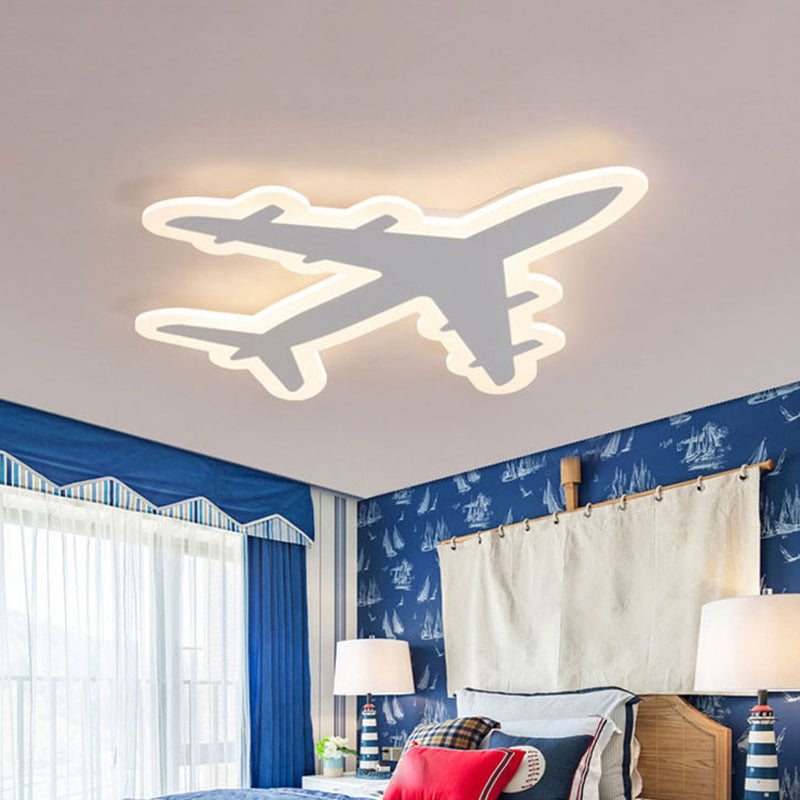 Kids Aircraft Flush Mount Ceiling Light Acrylic Childrens Bedroom LED Flushmount Lighting in Warm/White Light, 12