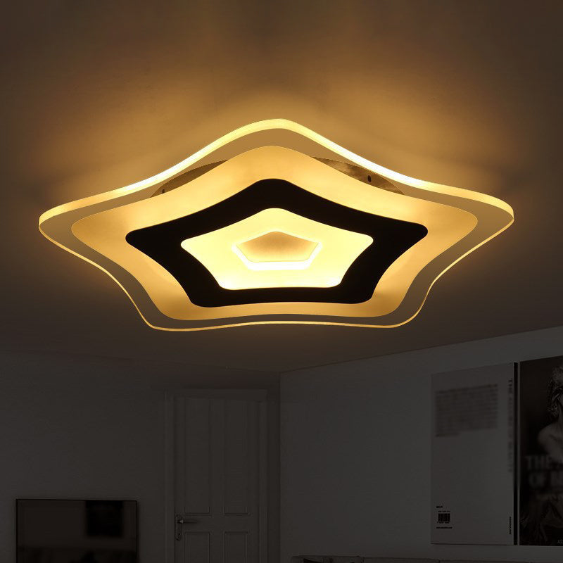 Star Shaped Bedroom Ceiling Lamp Acrylic Modern Ultrathin LED Flush Mount Light in Warm/White Light, 8