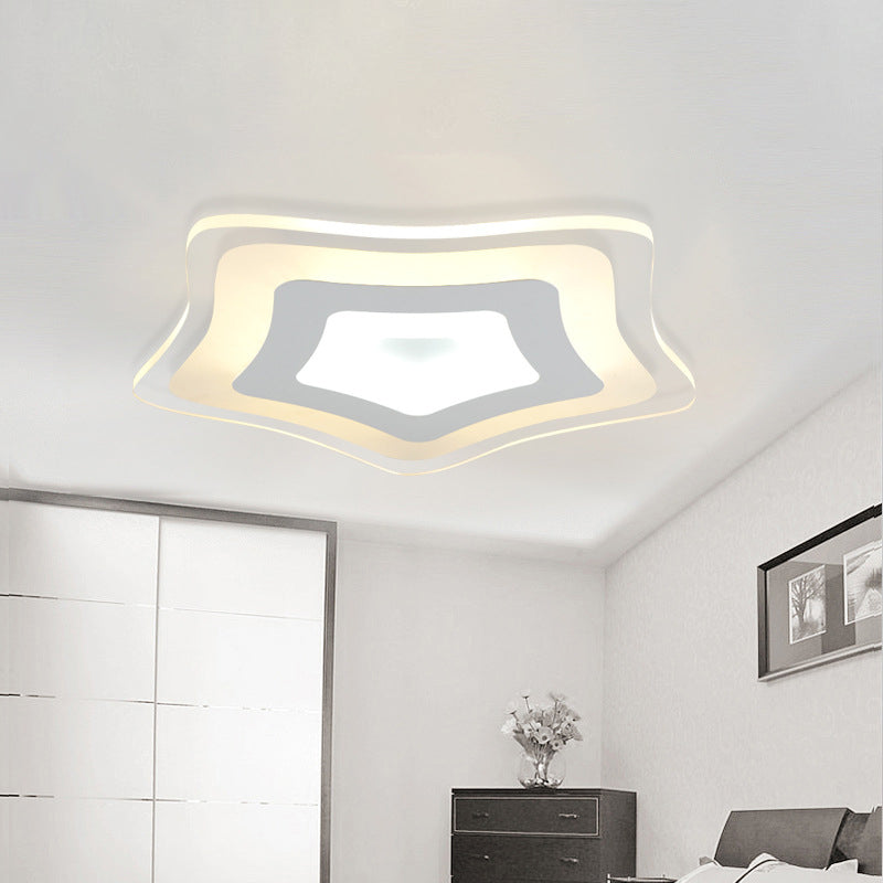 Star Shaped Bedroom Ceiling Lamp Acrylic Modern Ultrathin LED Flush Mount Light in Warm/White Light, 8