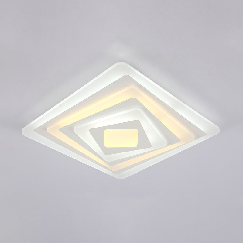 Square/Rectangle Thin LED Ceiling Fixture Contemporary Acrylic White Spiral Design Flush Mount Lamp in Warm/White Light, 19.5