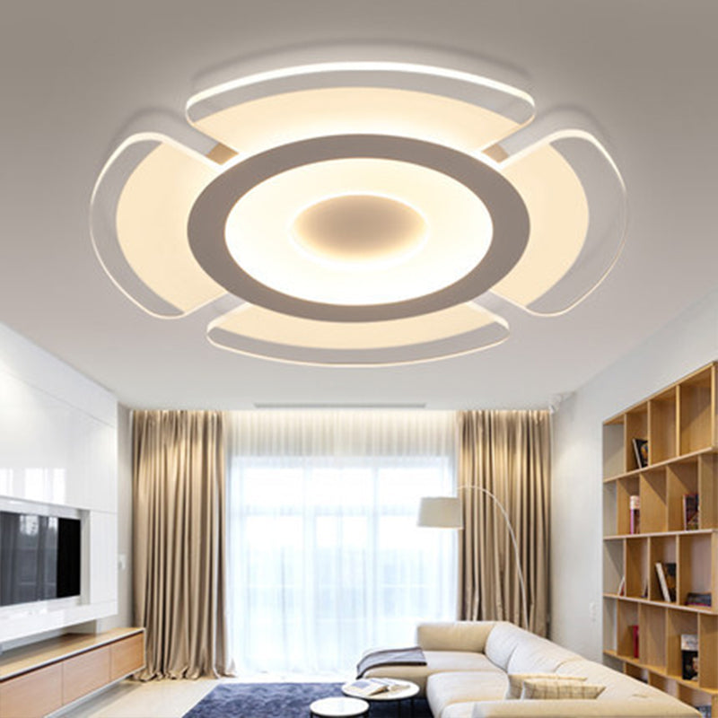 Minimalistic Floweret Flush Ceiling Light Acrylic Bedroom Ultrathin LED Flushmount Lighting in White, 8