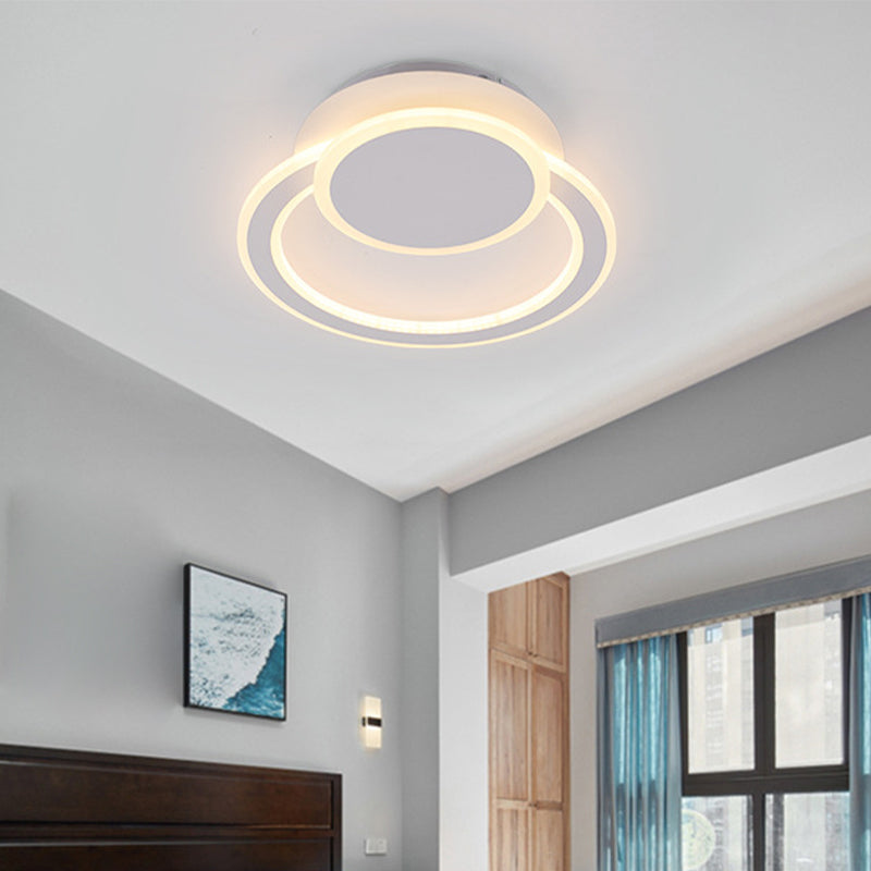 White/Green Hoop LED Flush Mount Light Simplicity Metal Ceiling Lighting in Warm/White Light for Bedroom Clearhalo 'Ceiling Lights' 'Close To Ceiling Lights' 'Close to ceiling' 'Flush mount' Lighting' 1958971