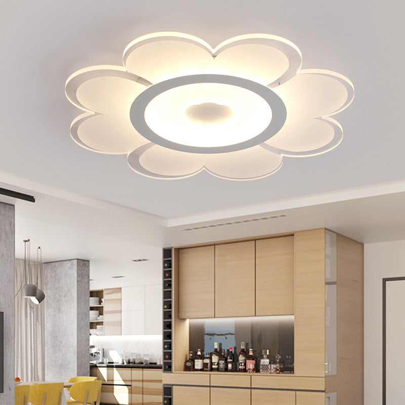 Flower Shaped Acrylic Ceiling Light Fixture Contemporary White LED Flush Mount Lighting for Living Room, 8