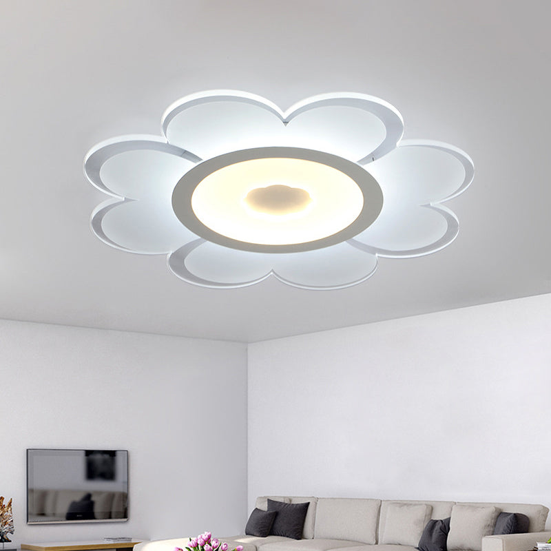 Flower Shaped Acrylic Ceiling Light Fixture Contemporary White LED Flush Mount Lighting for Living Room, 8