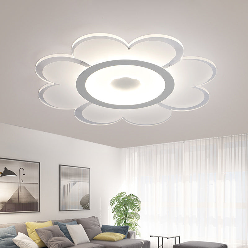 Flower Shaped Acrylic Ceiling Light Fixture Contemporary White LED Flush Mount Lighting for Living Room, 8