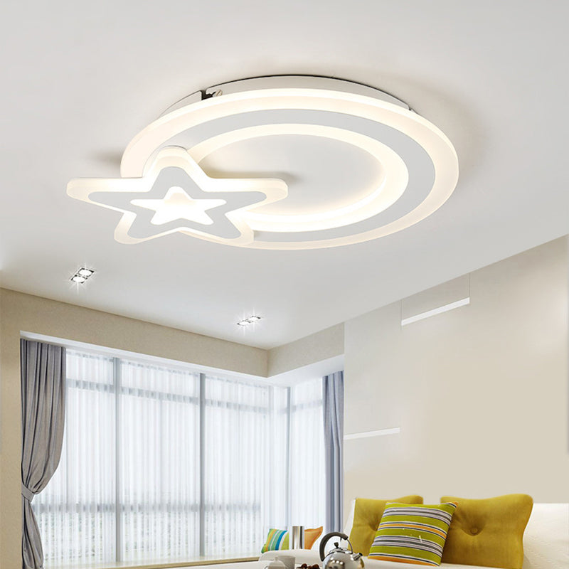 Ultra-Thin Nordic LED Ceiling Lamp White Triangle/Loving Heart/Star Flush Mount Light with Acrylic Shade, Warm/White Light Clearhalo 'Ceiling Lights' 'Close To Ceiling Lights' 'Close to ceiling' 'Flush mount' Lighting' 1959024