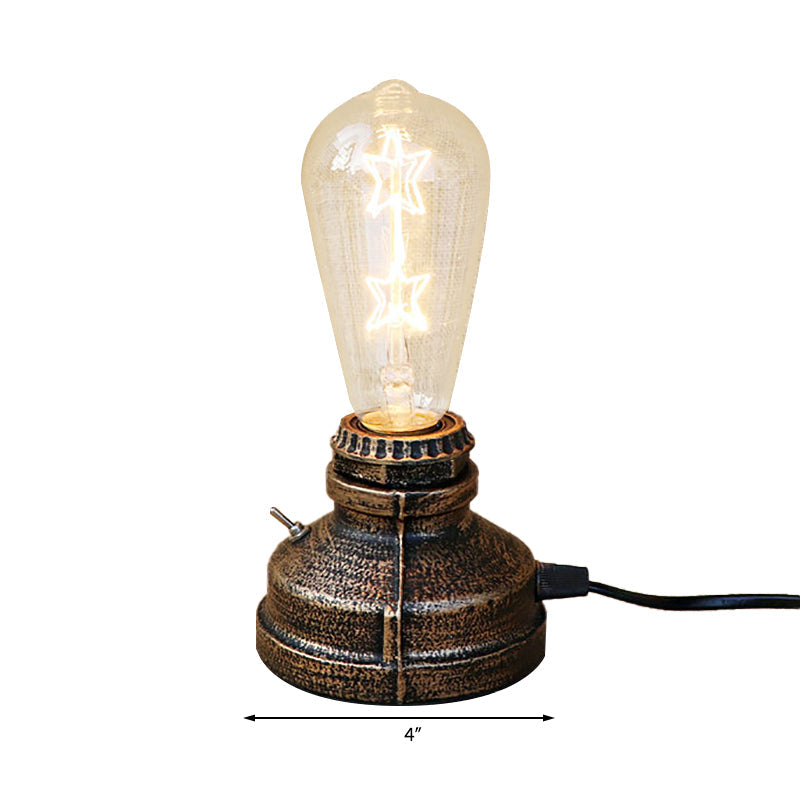 Bronze/Aged Brass 1 Head Table Lighting Industrial Wrought Iron Bare Bulb Standing Table Lamp with Plug In Cord Clearhalo 'Lamps' 'Table Lamps' Lighting' 195903