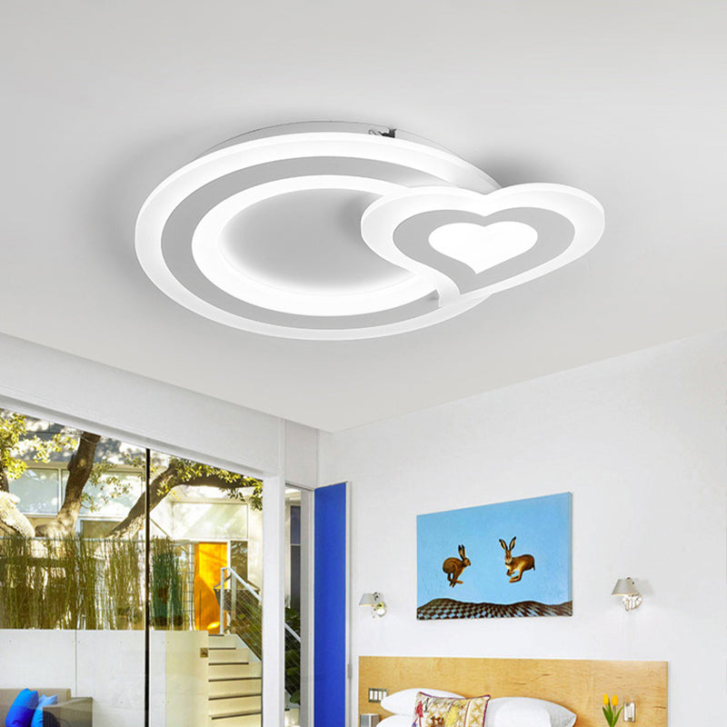 Ultra-Thin Nordic LED Ceiling Lamp White Triangle/Loving Heart/Star Flush Mount Light with Acrylic Shade, Warm/White Light Clearhalo 'Ceiling Lights' 'Close To Ceiling Lights' 'Close to ceiling' 'Flush mount' Lighting' 1959039
