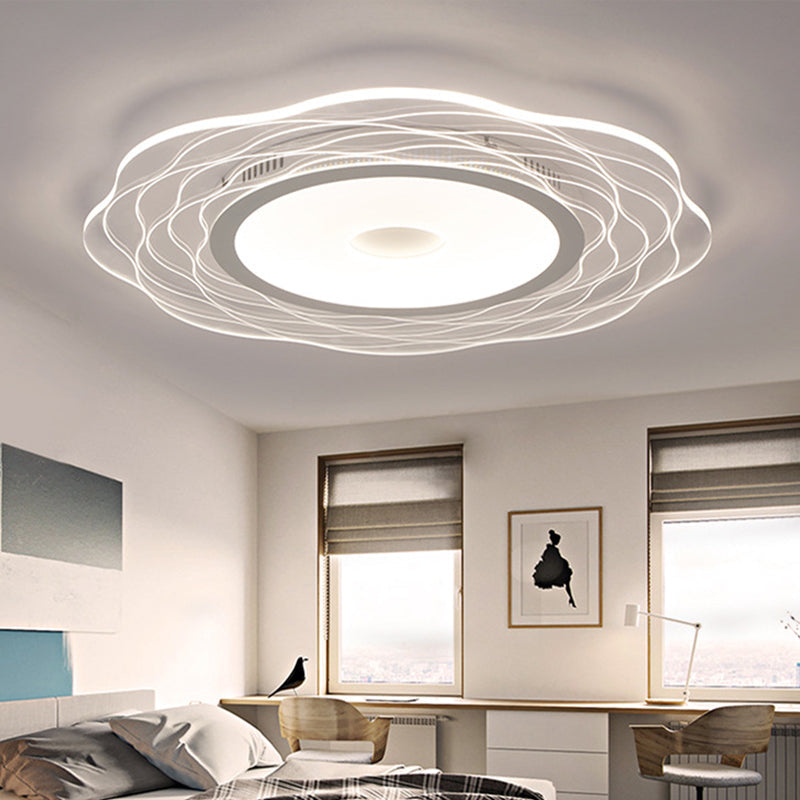 Super-Thin Scalloped Bedroom Flush Light Acrylic Minimalist LED Flush Mount Ceiling Lamp in Warm/White Light, 16.5