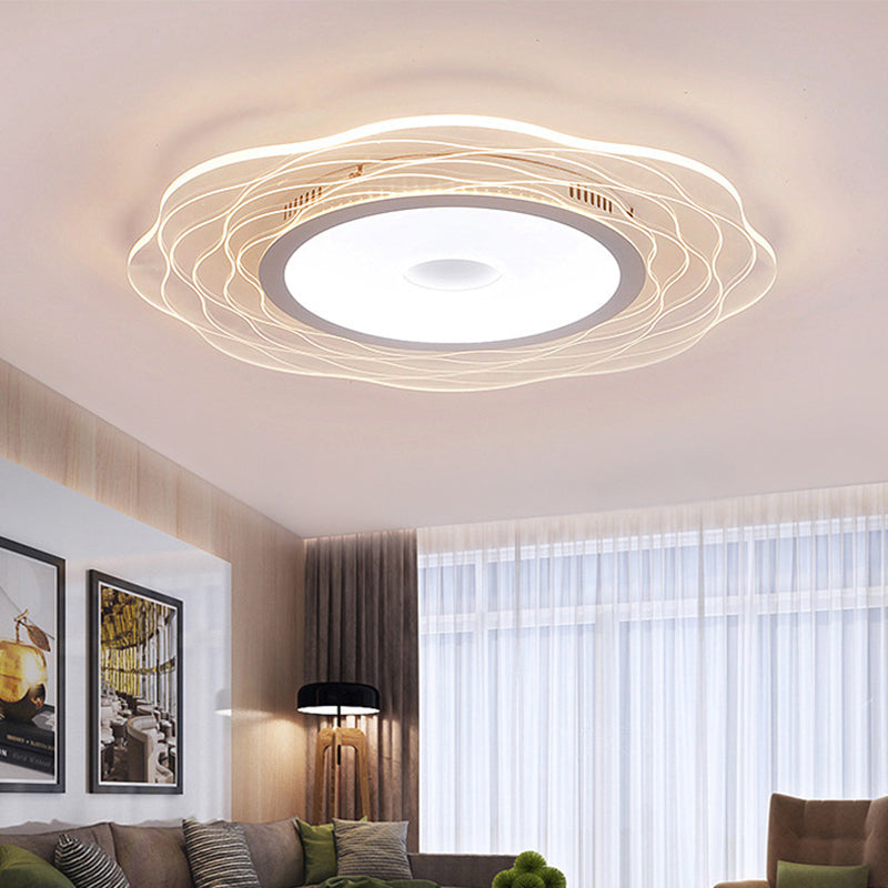 Super-Thin Scalloped Bedroom Flush Light Acrylic Minimalist LED Flush Mount Ceiling Lamp in Warm/White Light, 16.5