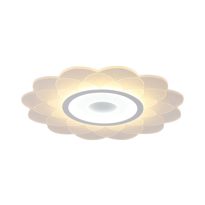 White Blossom Flower Flush Mounted Light Modernist 16.5