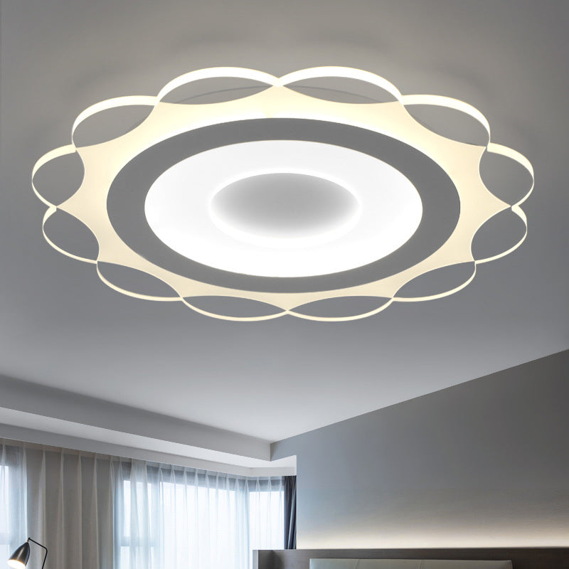 Acrylic Bloom Ceiling Flush Mount Light Simplicity White LED Flushmount Lighting in Warm/White Light, 16.5