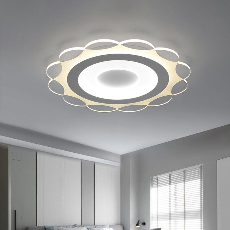 Acrylic Bloom Ceiling Flush Mount Light Simplicity White LED Flushmount Lighting in Warm/White Light, 16.5