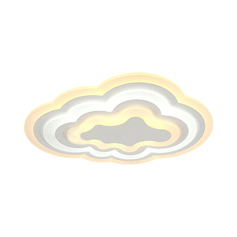 Cartoon Cloud Flush Ceiling Light Acrylic Child Bedroom LED Flushmount Lighting in Warm/White Light, 19.5