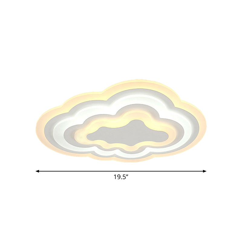 Cartoon Cloud Flush Ceiling Light Acrylic Child Bedroom LED Flushmount Lighting in Warm/White Light, 19.5