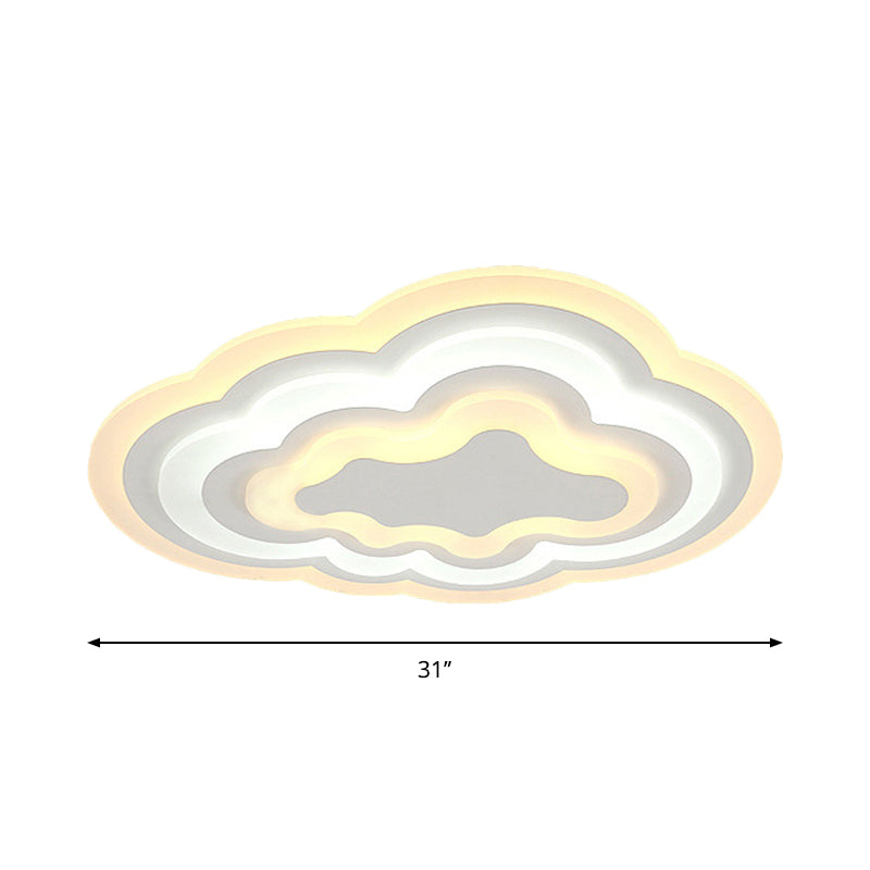 Cartoon Cloud Flush Ceiling Light Acrylic Child Bedroom LED Flushmount Lighting in Warm/White Light, 19.5