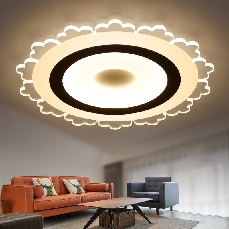 Flower Ultrathin LED Flushmount Minimalist Acrylic Bedroom Flush Mount Ceiling Light in White, 8