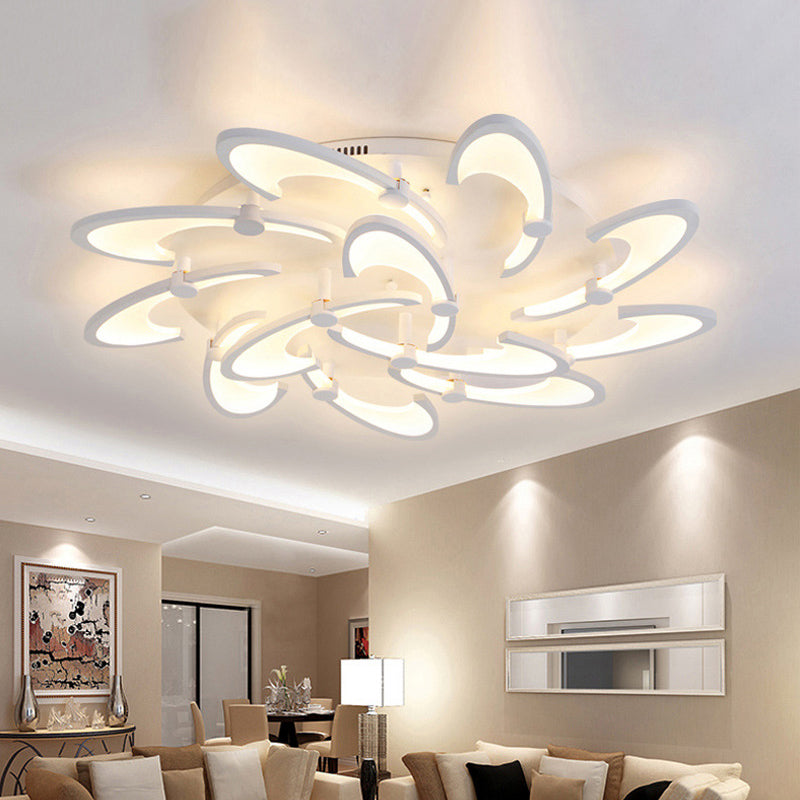 White Spiral Floral Flush Mount Lamp Modernism 3/6/12-Head Acrylic Semi Flush Ceiling Light in Warm/White Light Clearhalo 'Ceiling Lights' 'Close To Ceiling Lights' 'Close to ceiling' 'Semi-flushmount' Lighting' 1959331