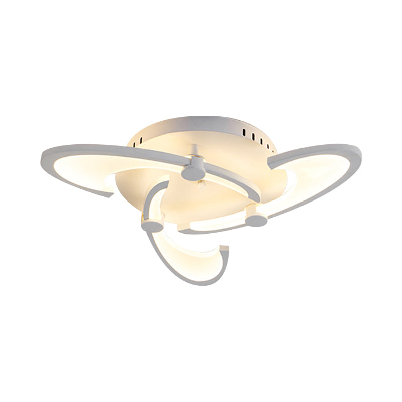 White Spiral Floral Flush Mount Lamp Modernism 3/6/12-Head Acrylic Semi Flush Ceiling Light in Warm/White Light Clearhalo 'Ceiling Lights' 'Close To Ceiling Lights' 'Close to ceiling' 'Semi-flushmount' Lighting' 1959342