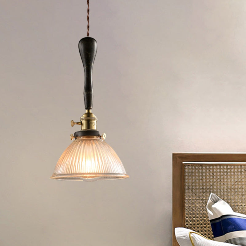 Clear Dome Ceiling Light Industrial Ribbed Glass 1 Light Living Room Pendant Lighting Fixture Clear Clearhalo 'Ceiling Lights' 'Chandeliers' 'Glass shade' 'Glass' 'Industrial Pendants' 'Industrial' 'Middle Century Pendants' 'Pendant Lights' 'Pendants' 'Tiffany' Lighting' 1959602