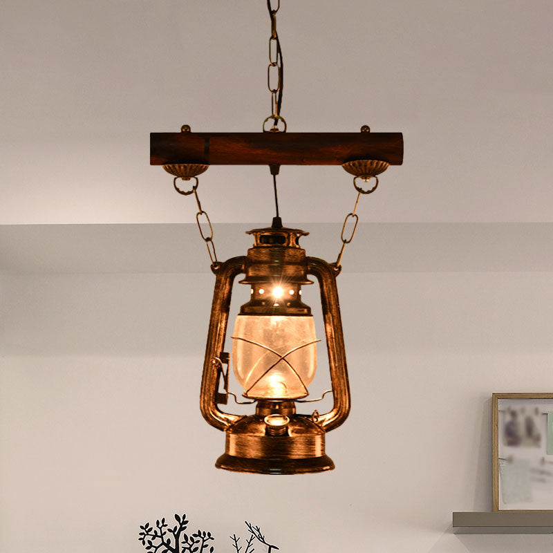 1 Light Kerosene Pendant Lighting Antique Bronze Clear Glass Hanging Light Fixture for Bedroom Bronze Clearhalo 'Art Deco Pendants' 'Cast Iron' 'Ceiling Lights' 'Ceramic' 'Crystal' 'Industrial Pendants' 'Industrial' 'Metal' 'Middle Century Pendants' 'Pendant Lights' 'Pendants' 'Tiffany' Lighting' 1959717