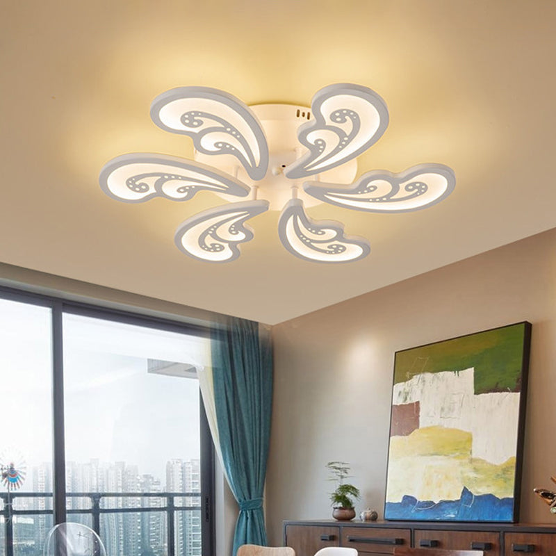 Acrylic Spindrift Ceiling Flush Light Novelty Modern 6/12/15-Bulb White LED Semi Mount Lighting in Warm/White Light 6 White Clearhalo 'Ceiling Lights' 'Close To Ceiling Lights' 'Close to ceiling' 'Semi-flushmount' Lighting' 1960593