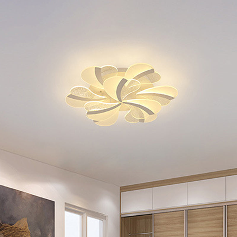 Heart-Shaped LED Ceiling Lamp Modern Acrylic 5/9/15 Lights White Semi Flush Mount Light in Warm/White Light for Living Room 12 White Clearhalo 'Ceiling Lights' 'Close To Ceiling Lights' 'Close to ceiling' 'Semi-flushmount' Lighting' 1960603