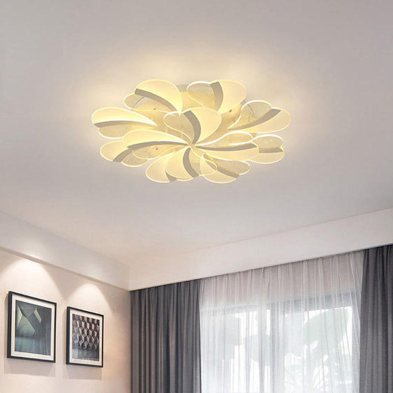 Heart-Shaped LED Ceiling Lamp Modern Acrylic 5/9/15 Lights White Semi Flush Mount Light in Warm/White Light for Living Room 9 White Clearhalo 'Ceiling Lights' 'Close To Ceiling Lights' 'Close to ceiling' 'Semi-flushmount' Lighting' 1960606