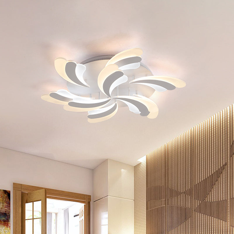 Stylish Modern Wing Ceiling Light Acrylic 9/12/15-Light Bedroom Semi Flush Mount Light Fixture in Warm/White Light 9 White Clearhalo 'Ceiling Lights' 'Close To Ceiling Lights' 'Close to ceiling' 'Semi-flushmount' Lighting' 1960620