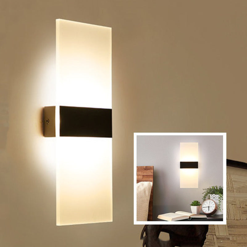 Black/White Rectangular LED Sconce Light Minimalist Acrylic Thinnest Wall Mounted Lamp in Warm/White Light, 11.5