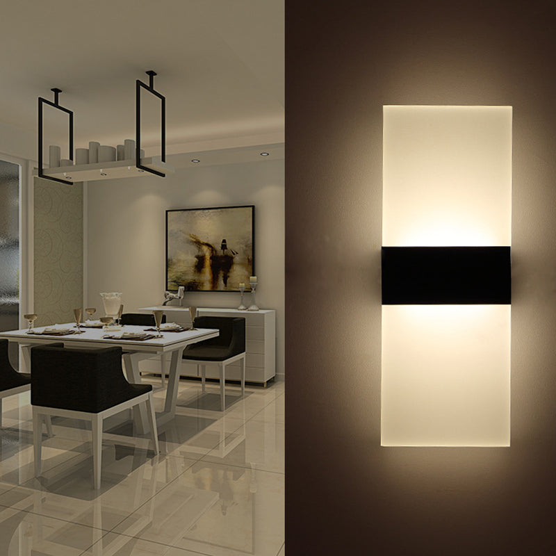 Black/White Rectangular LED Sconce Light Minimalist Acrylic Thinnest Wall Mounted Lamp in Warm/White Light, 11.5