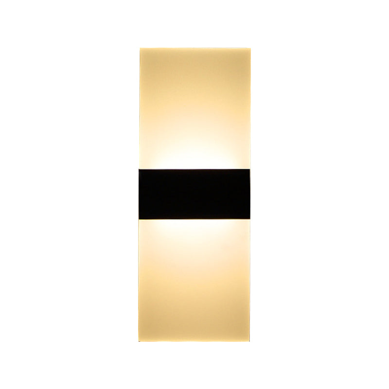 Black/White Rectangular LED Sconce Light Minimalist Acrylic Thinnest Wall Mounted Lamp in Warm/White Light, 11.5