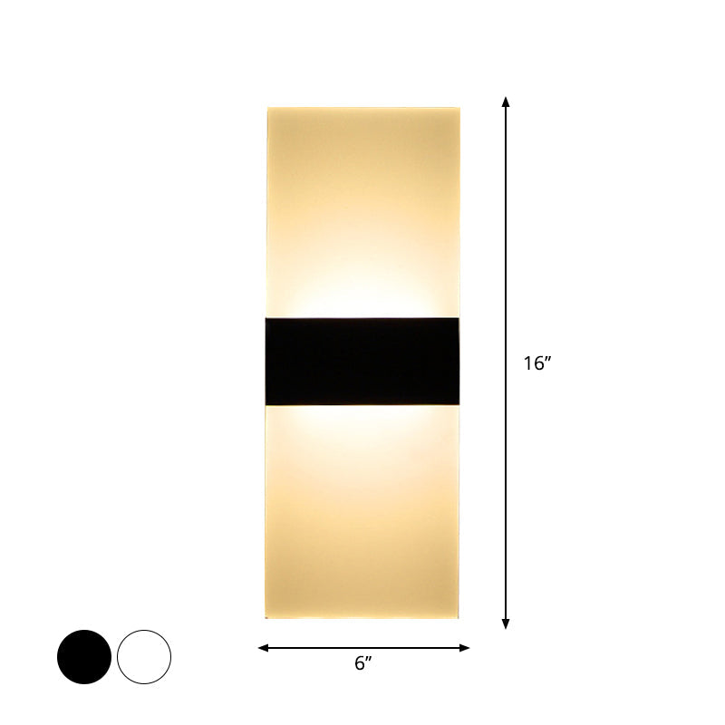 Black/White Rectangular LED Sconce Light Minimalist Acrylic Thinnest Wall Mounted Lamp in Warm/White Light, 11.5