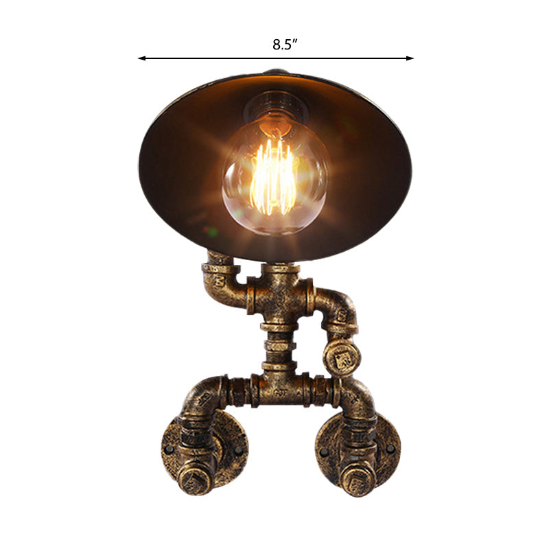 Antique Style Cone Wall Sconce with Robot Design 1 Head Wrought Iron Sconce Lamp in Brass Clearhalo 'Art deco wall lights' 'Cast Iron' 'Glass' 'Industrial wall lights' 'Industrial' 'Middle century wall lights' 'Modern' 'Rustic wall lights' 'Tiffany' 'Traditional wall lights' 'Wall Lamps & Sconces' 'Wall Lights' Lighting' 196083