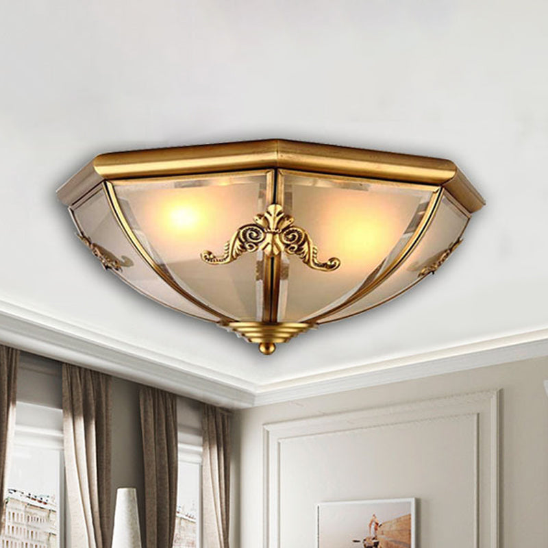 Small/Medium/Large Brass 2/3/6 Lights Flush Mount Classic Opal Glass Bowl Flush Mount Ceiling Light Clearhalo 'Ceiling Lights' 'Close To Ceiling Lights' 'Close to ceiling' 'Flush mount' Lighting' 1963512