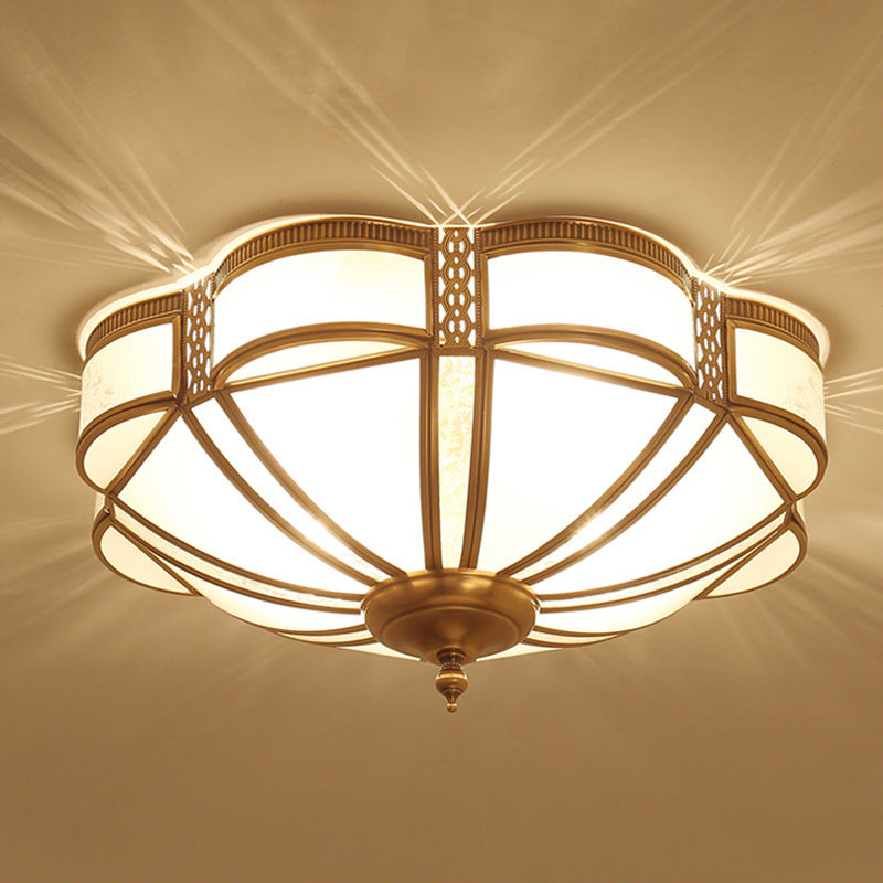 3/4/6 Lights Flush Light Minimalist Dome Frosted Glass Flush Ceiling Light in Brass, Small/Medium/Large Clearhalo 'Ceiling Lights' 'Close To Ceiling Lights' 'Close to ceiling' 'Flush mount' Lighting' 1963540