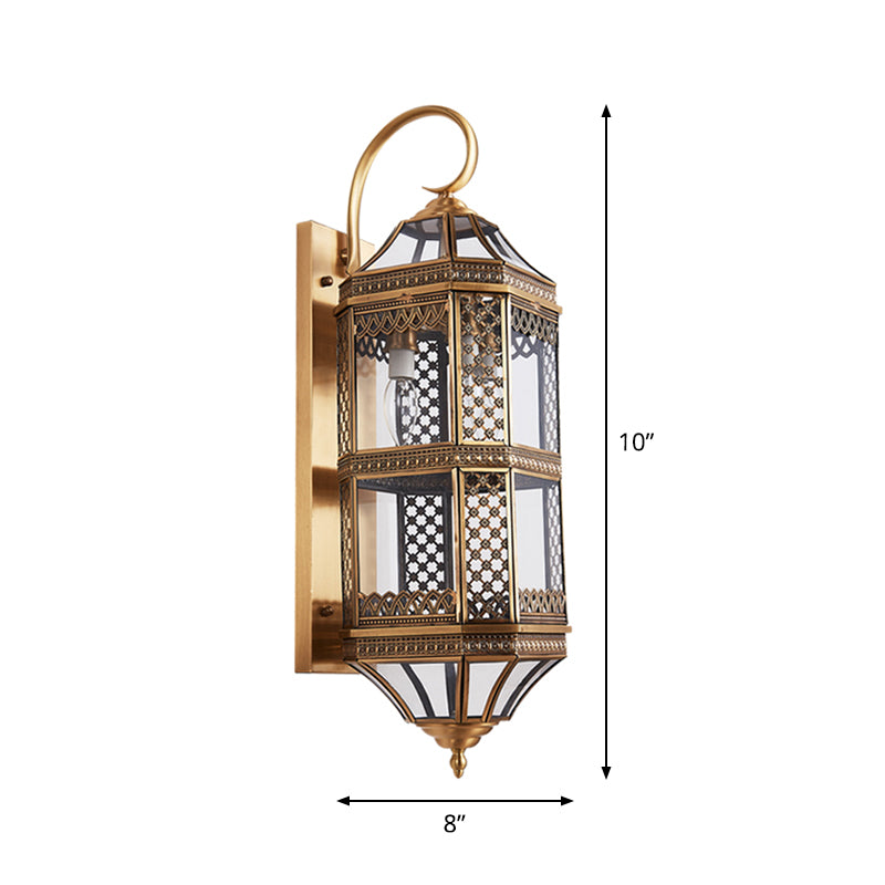 3 Lights Cylindrical Wall Sconce Minimalist Polished Brass/Antique Brass Clear/Frosted Glass Wall Light for Porch Clearhalo 'Wall Lamps & Sconces' 'Wall Lights' Lighting' 1963747