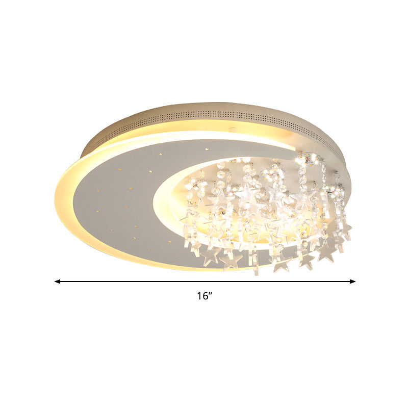 White Crescent LED Flushmount Light with Crystal Deco Modern Acrylic Ceiling Lamp for Kid Bedroom Clearhalo 'Ceiling Lights' 'Close To Ceiling Lights' 'Close to ceiling' 'Flush mount' Lighting' 196518